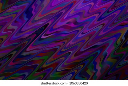Dark Purple vector template with lines, ovals. Blurred geometric sample with gradient bubbles.  Textured wave pattern for backgrounds.