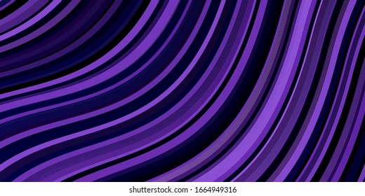Dark Purple vector template with lines. Colorful geometric sample with gradient curves.  Pattern for busines booklets, leaflets