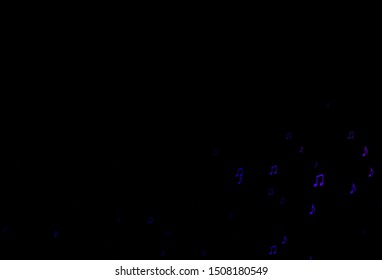 Dark Purple vector template with musical symbols. Decorative design in abstract style with music shapes. Modern design for wallpapers.