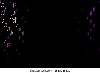 Dark Purple vector template with musical symbols. Isolated colorful music keys on abstract background. Modern design for wallpapers.