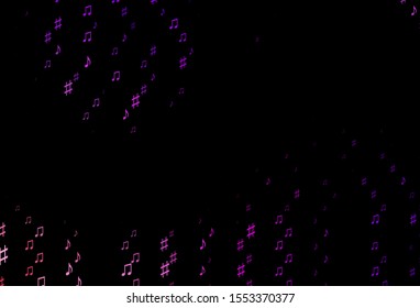 Dark Purple vector template with musical symbols. Shining illustration of colorful gradient music notes. Pattern for websites of musitians.