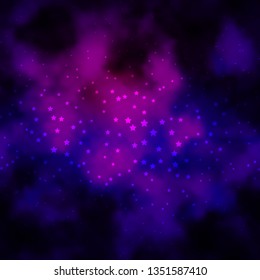 Dark Purple vector template with neon stars. Modern geometric abstract illustration with stars. Pattern for wrapping gifts.