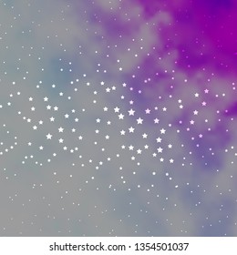 Dark Purple vector template with neon stars. Decorative illustration with stars on abstract template. Best design for your ad, poster, banner.