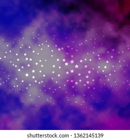 Dark Purple vector template with neon stars. Modern geometric abstract illustration with stars. Best design for your ad, poster, banner.