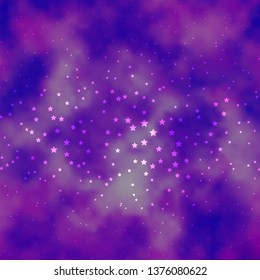 Dark Purple vector template with neon stars. Colorful illustration with abstract gradient stars. Theme for cell phones.