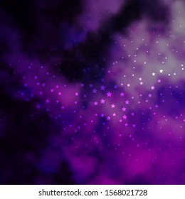 Dark Purple vector template with neon stars. Shining colorful illustration with small and big stars. Pattern for websites, landing pages.