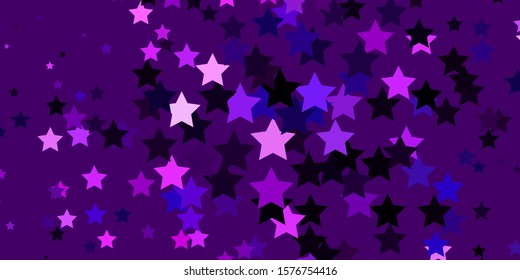 Dark Purple vector template with neon stars. Modern geometric abstract illustration with stars. Pattern for websites, landing pages.