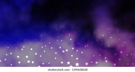 Dark Purple vector template with neon stars. Decorative illustration with stars on abstract template. Pattern for wrapping gifts.