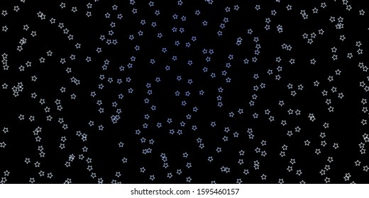 Dark Purple vector template with neon stars. Blur decorative design in simple style with stars. Pattern for wrapping gifts.