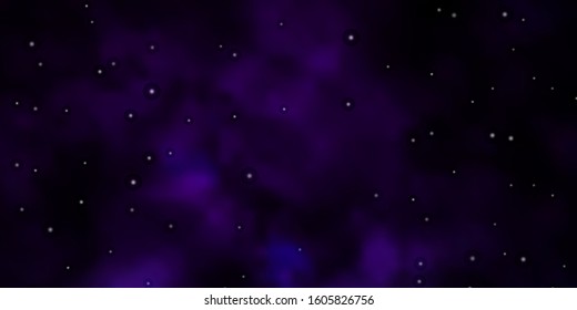 Dark Purple vector template with neon stars. Blur decorative design in simple style with stars. Pattern for new year ad, booklets.