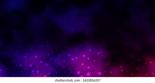 Dark Purple vector template with neon stars. Modern geometric abstract illustration with stars. Pattern for wrapping gifts.