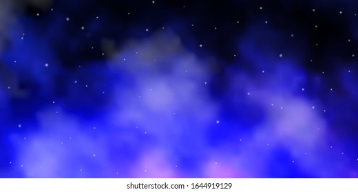 Dark Purple vector template with neon stars. Blur decorative design in simple style with stars. Theme for cell phones.