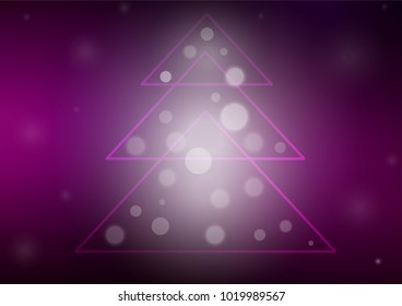 Dark Purple vector template with a new year tree. Decorative shining illustration with xmas tree on abstract template. The template can be used as a new year background.