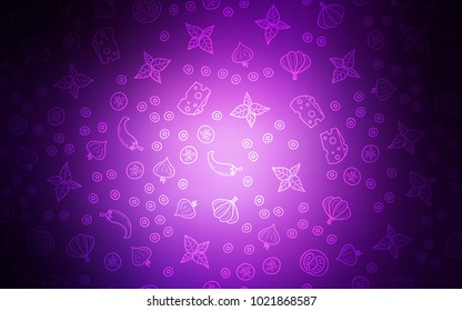 Dark Purple vector template with organic meal. Beautiful colored illustration with food in doodle style. Doodle design for your business advert of cafes.