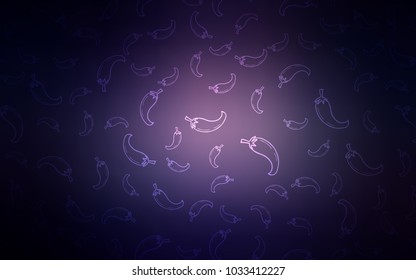 Dark Purple vector template with organic peppers. peppers on blurred abstract background with colorful gradient. Template for meal cooking in kitchen.