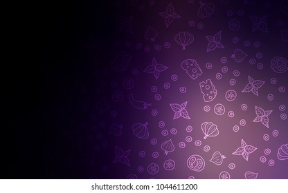 Dark Purple vector template with organic meal. Decorative shining illustration with food on abstract template. Pattern for ad, booklets, leaflets of restaurants.