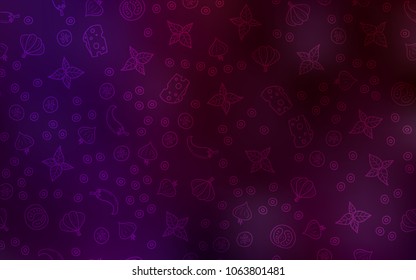 Dark Purple vector template with organic meal. Blurred decorative design of snacks in doodle style. Pattern for menu of cafes, bars, restaurants.