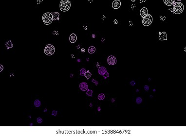Dark Purple vector template with organic meal. Glitter abstract sketch with gourmet food. Pattern for ad, booklets, leaflets of restaurants.