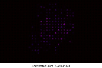 Dark Purple vector template with poker symbols. Colored illustration with hearts, spades, clubs, diamonds. Pattern for booklets, leaflets of gambling houses.