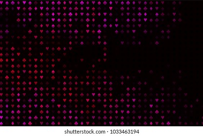 Dark Purple vector template with poker symbols. Colored illustration with hearts, spades, clubs, diamonds. Pattern for ads of parties, events in Vegas.