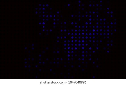 Dark Purple vector template with poker symbols. Colored illustration with hearts, spades, clubs, diamonds. Template for business cards of casinos.