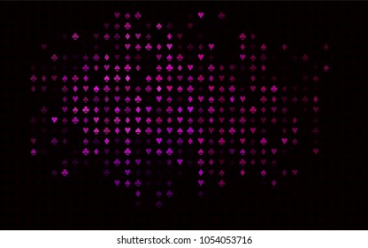Dark Purple vector template with poker symbols. Colored illustration with hearts, spades, clubs, diamonds. Pattern for leaflets of poker games, events.