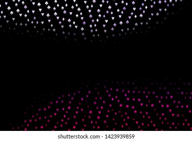 Dark Purple vector template with poker symbols. Glitter abstract sketch with isolated symbols of playing cards. Smart design for your business advert of casinos.