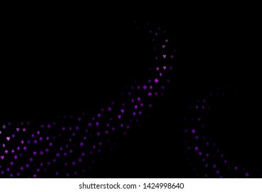 Dark Purple vector template with poker symbols. Blurred decorative design of hearts, spades, clubs, diamonds. Pattern for leaflets of poker games, events.