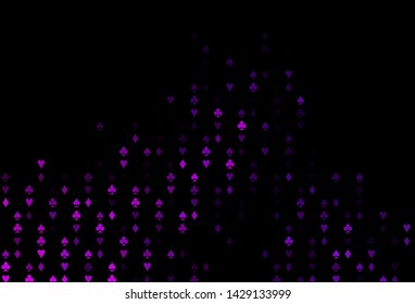 Dark Purple vector template with poker symbols. Illustration with set of hearts, spades, clubs, diamonds. Smart design for your business advert of casinos.