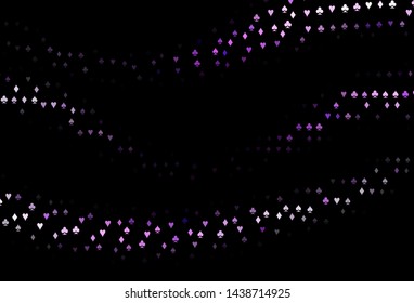 Dark Purple vector template with poker symbols. Colored illustration with hearts, spades, clubs, diamonds. Pattern for ads of parties, events in Vegas.