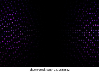 Dark Purple vector template with poker symbols. Shining illustration with hearts, spades, clubs, diamonds. Design for ad, poster, banner of gambling websites.
