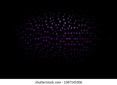 Dark Purple vector template with poker symbols. Blurred decorative design of hearts, spades, clubs, diamonds. Smart design for your business advert of casinos.