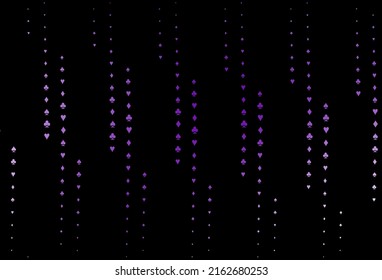 Dark Purple vector template with poker symbols. Colorful gradient with signs of hearts, spades, clubs, diamonds. Pattern for booklets, leaflets of gambling houses.