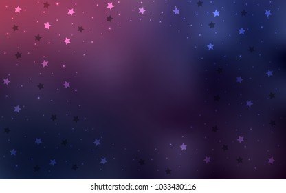 Dark Purple vector template with sky stars. Decorative shining illustration with stars on abstract template. Best design for your ad, poster, banner.