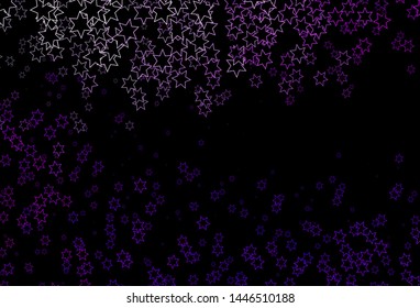 Dark Purple vector template with sky stars. Modern geometrical abstract illustration with stars. The pattern can be used for websites.