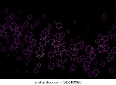 Dark Purple vector template with sky stars. Modern geometrical abstract illustration with stars. The pattern can be used for new year ad, booklets.