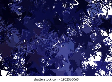 Dark Purple vector template with sky stars. Decorative shining illustration with stars on abstract template. Smart design for your business advert.