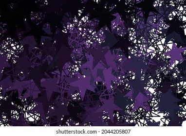 Dark Purple vector template with sky stars. Decorative shining illustration with stars on abstract template. Pattern for astrology websites.