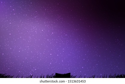 Dark Purple vector template with space stars. Shining colored illustration with bright astronomical stars. Smart design for your business advert.