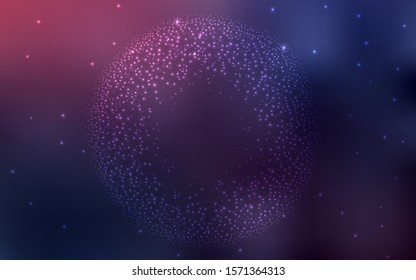 Dark Purple vector template with space stars. Blurred decorative design in simple style with galaxy stars. Pattern for futuristic ad, booklets.