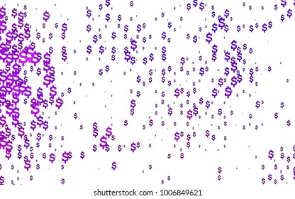 Dark Purple vector template with US currency. Shining illustration with signs of dollars on abstract template. The pattern can be used for ad, booklets, leaflets of banks