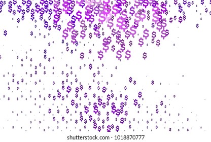 Dark Purple vector template with US currency. Shining illustration with signs of dollars on abstract template. Best design for your ad, poster, banner of USD money.