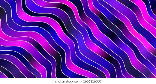Dark Purple vector template with wry lines. Colorful illustration in abstract style with bent lines. Best design for your posters, banners.