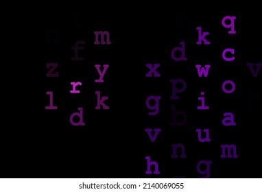 Dark purple vector texture with ABC characters. Shining illustration with ABC symbols on abstract template. Template can be used as a background for ads of typography.