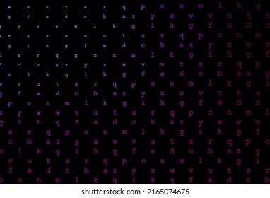 Dark purple vector texture with ABC characters. Colored alphabet signs with gradient on white background. The pattern can be used for school, grammar websites.