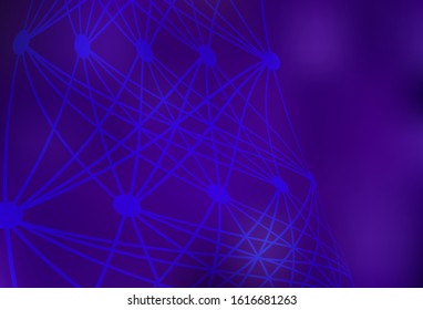 Dark Purple vector texture with artificial intelligence concept. Shining illustration with AI shapes on abstract template. Pattern for  poster, banner of technology.