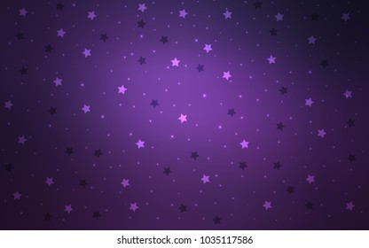 Dark Purple vector texture with beautiful stars. Decorative shining illustration with stars on abstract template. Best design for your ad, poster, banner.