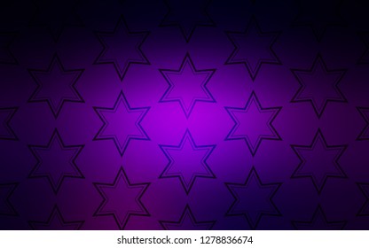 Dark Purple vector texture with beautiful stars. Stars on blurred abstract background with gradient. Smart design for your business advert.