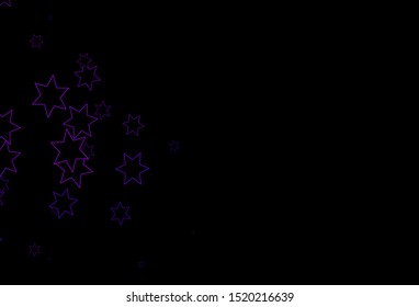 Dark Purple vector texture with beautiful stars. Blurred decorative design in simple style with stars. The template can be used as a background.