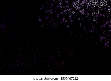 Dark Purple vector texture with beautiful stars. Decorative shining illustration with stars on abstract template. The pattern can be used for new year ad, booklets.